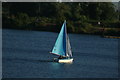 TQ4590 : View of a sailing boat on the lake in Fairlop Waters #4 by Robert Lamb