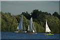 TQ4590 : View of sailing boats on the lake in Fairlop Waters #21 by Robert Lamb