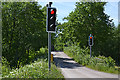 NN1477 : Railway bridge traffic lights, Torlundy by Nigel Brown