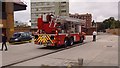 View of a fire engine parked up ready for a drill demonstration in Barking Fire Station