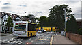 A train crossing the level crossing at Freshfield