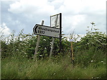 TL1913 : Roadsign on the B653 Marford Road by Geographer