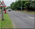 Warning sign - slippery road, Queens Road, Nailsea