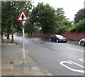 ST1871 : Warning sign - crossroads, Victoria Road, Penarth by Jaggery