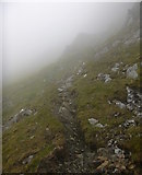 NM3794 : Path up Ainshval, in the mist by Craig Wallace