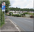 Warning sign - road narrows, Aberthaw Road, Newport