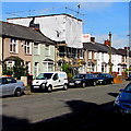 Malpas Road house scaffolding and sheeting, Crindau, Newport