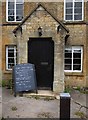 Entrance & noticeboard at the former Coach & Horses, Ganborough, Glos