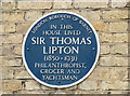 Blue Plaque, Thomas Lipton House, Chase Side, Southgate, London N14