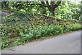 Dry stone wall beside minor road approaching Isles