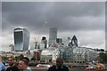 View of the Walkie Talkie, Tower 42, Cheese Grater and Gherkin from the South Bank