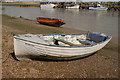 View of Manitou moored up on the beach at Rye Harbour