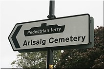 NM6586 : Sign to the ferry and cemetery, Arisaig by Richard Sutcliffe