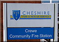 Crewe Community Fire Station name sign