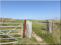 TQ2208 : Looking northwards at gate on the Monarch's Way by Shazz