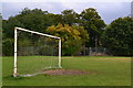 Goal on football pitch beside Harestock Road