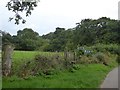 Footpath signs and Westacott Wood