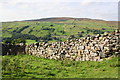 Dry stone wall on north side Gale Lane above Gale Houses