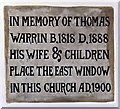 St Martin, Preston - Wall monument