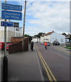 Blue signs facing New Road Cheltenham