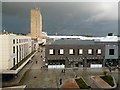 John Frost Square under threatening clouds, Newport