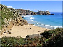 SW3822 : Porthcurno Beach by Andrew Curtis