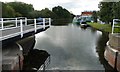 SE6813 : Thorne Lock swingbridge opening to let a boat through by Christine Johnstone