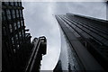 Looking up at the Lloyds and Willis buildings from Lime Street