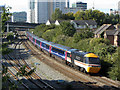 Retro-liveried HST in Cardiff