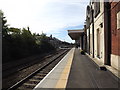 TM0595 : Railway Station Platform at Attleborough Railway Station by Geographer