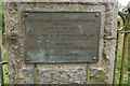 NX8453 : Plaque on gates to Mote of Mark by Richard Sutcliffe