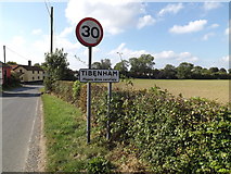 TM1389 : Tibenham Village Name sign on Hill Road by Geographer