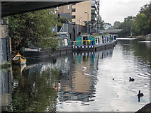 TQ3283 : Under the Bridge, Regents Canal, City Road Basin, Islington, london by Christine Matthews