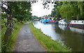 Boats moored along the Leeds and Liverpool Canal