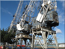 NT2776 : Travelling crane cabins at Albert Dock by M J Richardson