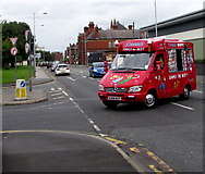 SJ8989 : Ice cream van in Shaw Heath, Stockport by Jaggery