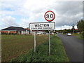 TM1791 : Wacton Village Name sign on Hall Lane by Geographer
