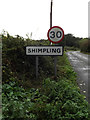 TM1683 : Shimpling Village Name sign on Dickleburgh Road by Geographer