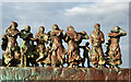 A detail on the Widows and Bairns sculpture at Eyemouth