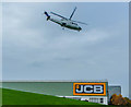 Helicopter take-off at JCB World Headquarters