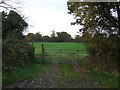 Field entrance and footpath off Breach House Lane