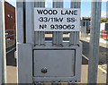 Sign on fence/gates of Wood Lane Electrity sub-station