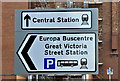 J3373 : Bus and railway stations direction signs, Belfast (November 2016) by Albert Bridge