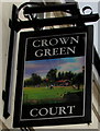 Crown Green Court name sign, Park End Road, Gloucester