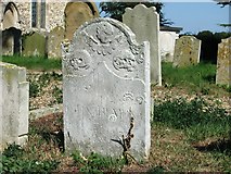 TM3794 : Old headstone in All Saints' churchyard by Evelyn Simak