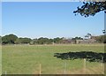 View from a Wootton-Smallbrook steam train - farm buildings on Deacons Lane