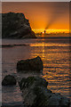 SY8279 : Sunrise at Lulworth Cove by Ian Capper