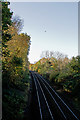 The railway line between Knutsford Station and Mobberley Station