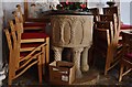 Radley, St. James the Great Church: Norman font, c1180 with a rich and varied continuous arcade