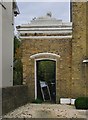 Side entrance with Coade-stone lion, Belvedere Road, SE19